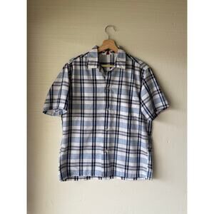 VTG 1960s Blue Yorke Brand Button Up Shirt Size Mens Medium Plaid/Striped